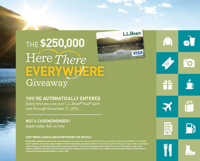 Here There EVERYWHERE Giveaway - Rewarding L.L.Bean Visa Cardmembers with the Chance to Win $250,000