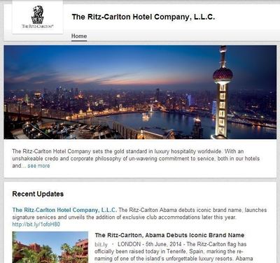 The Ritz-Carlton LinkedIn Page