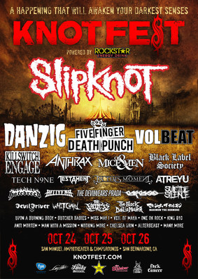 Slipknot's Legendary Knotfest Returns to the U.S. Friday, Oct. 24 through Sunday, Oct. 26