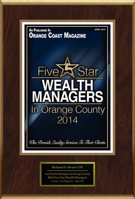 Richard D. Means, CFP Selected For "Top Wealth Managers In Orange County 2014"