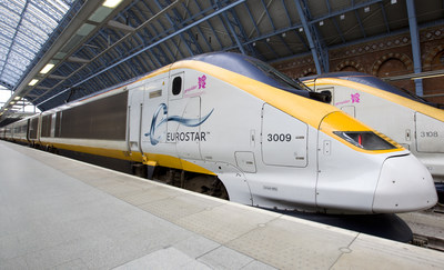 A Eurostar train whisks passengers between Paris and London in just two hours and 15 minutes. Great amenities, e-tickets and speeds of up to 186 mph make Eurostar the best way to get from city-center to city-center.