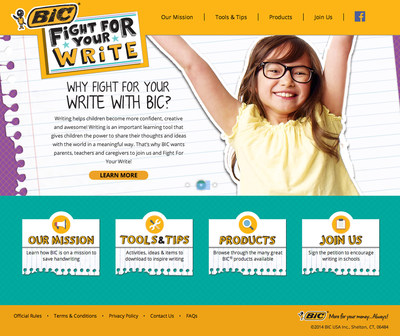 BIC Encourages Parents of Students to "Fight For Your Write"; Launches Initiative to Highlight Benefits of Writing