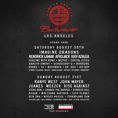 KANYE WEST AND IGGY AZALEA JOIN THE LOS ANGELES “BUDWEISER MADE IN AMERICA” MUSIC FESTIVAL LINE-UP 