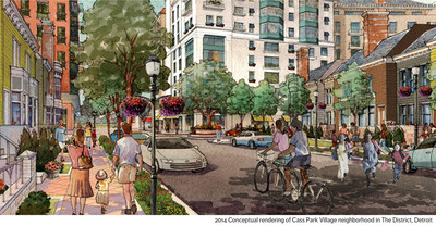2014 Conceptual rendering of Cass Park Village neighborhood in The District, Detroit