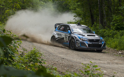 Subaru Driver David Higgins Secures 4th Consecutive Rally America Championship with Win at New England Forest Rally.