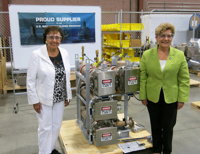 (Left) Congresswoman Nita M Lowey 17th District NY (Right) Ellen C Jaffee Member of Assembly 97th District Tours AERCO's State-of-the-Art Factory