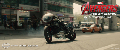 Harley-Davidson and Marvel Studios unite to confirm that Project LiveWire - Harley-Davidson-s first electric motorcycle - will appear in Marvel-s Avengers: Age of Ultron as the ride of choice for Natasha Romanoff (a.k.a. Black Widow) played by Scarlett Johansson.