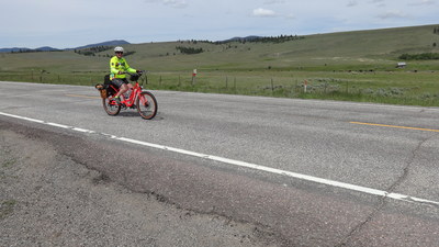 Cathy Rogers, 57, is the first person to ride across the USA on a Pedego electric bike.