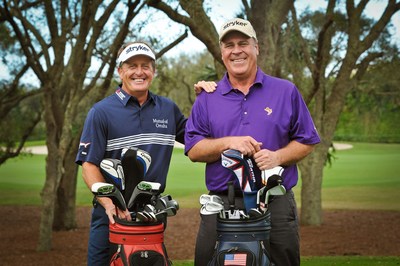 Pictured from left to right are Stryker ambassadors and Champions Tour golfers Fred Funk and Hal Sutton. Funk (total knee replacement) and Sutton (two total hip replacements) have both undergone joint replacement procedures with Stryker products.