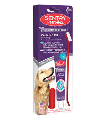 The new SENTRY® Petrodex® Advanced Dental Care Calming Kit targets plaque and build up while helping to keep dogs calm while their teeth are brushed.