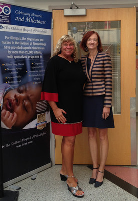 The Children's Hospital of Philadelphia (CHOP) will develop a non-profit human milk bank for hospitalized infants in cooperation with the Human Milk Banking Association of North America (HMBANA). Pictured: (L-R) Diane L. Spatz, Ph.D., R.N. -B.C., FAAN, director of CHOP's lactation program, and HMBANA President Kim Updegrove, R.N., C.N.M., M.S.N., M.P.H.
