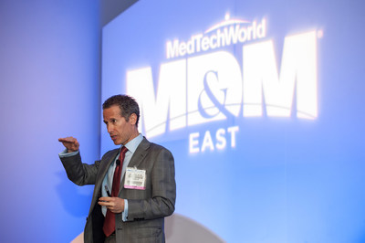 Scott Bruder, Chief Medical and Scientific Officer of Stryker Corporation, giving the keynote speech at the MD&M East Conference in New York