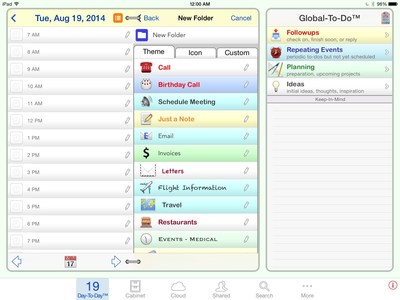 Personalize the mobile iStratus DayPlanner with custom themes, icons and fonts.