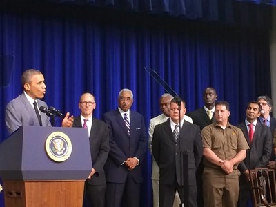 The Apprentice Champion Dr. Randal Pinkett and BCT Partners Join President Barack Obama at the White House for the Signing of the Fair Pay and Safe Workplace Executive Order
