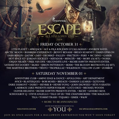 Insomniac Announces Lineup for the 4th Annual Escape All Hallows' Eve Festival