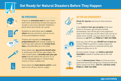 PG&E offers these preparedness tips for emergencies.
