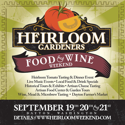 Taste the bounty of fall in Dayton, WA September 19 - 21 during the Heirloom Gardeners Food & Wine Weekend.  Heirloom Tomato Tasting and Dinner, Garden Tours, Live Music, and Artisan Food & Beverage Tastings in this nostalgic farm town nestled in the foothills of the Blue Mountains.