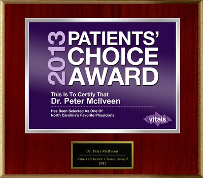 Dr. Peter McIlveen of Elkin, NC Named a Patients' Choice Award Winner for 2013