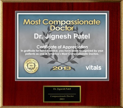 Patients Honor Dr. Jignesh Patel for Vitals Compassionate Doctor Award