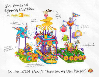 The "Girl-Powered Spinning Machine" Float by GoldieBlox will appear in the 2014 Macy's Thanksgiving Day Parade!