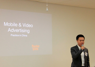 Wu Minghui, the founder and chief technology officer of Miaozhen Systems, giving a speech entitled "Mobile & Video Advertising Practice in China"