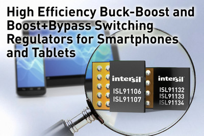Intersil Announces High Efficiency Buck-Boost and Boost+Bypass Switching Regulators for Smartphones and Tablets