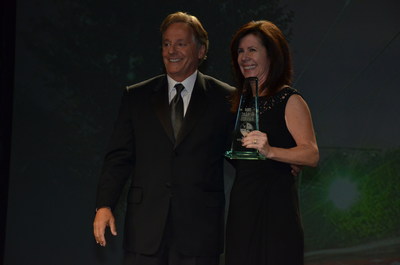General Motors Senior Vice President of Human Resources John Quattrone with GM Vice President of Global Purchasing and Supply Chain Grace Lieblein, who was the second woman in 26 years to be awarded the Engineer of the Year award by Great Minds in STEM(TM), the gateway for Hispanics in Science, Technology, Engineering and Mathematics on Saturday, Oct. 4, 2014, in New Orleans.