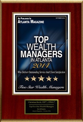 Christian G. Koch, CFP ®, CPWA® Selected For "2014 Top Five Star Wealth Managers In Atlanta"