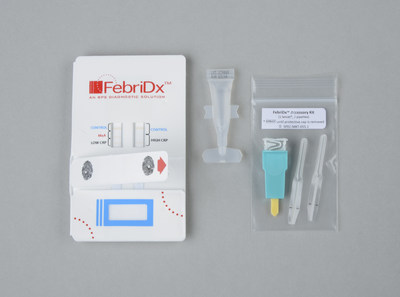 Single-use FebriDx test kit created by RPS