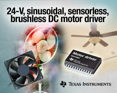 Industry's first 24-V, sinusoidal, sensorless, brushless DC motor driver