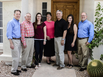 Cox executives congratulate the Atlas family as the first home in Arizona to embrace ultra-fast gigabit Internet. (L to R: Pat Esser, John Dyer, Allison Atlas, Alice Atlas, Steve Atlas, Jenna Atlas, John Wolfe)