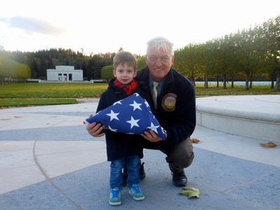 Aaron Howson stands with Superintendent Andy Anderson at Epinal American Cemetery.