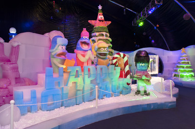 The new ICE LAND Ice Sculptures with SpongeBob SquarePants holiday attraction at Moody Gardens on Galveston Island, TX is receiving high praise from visitors who are enjoying this uniquely festive and artistic addition to the numerous attractions available for families at this popular Gulf Coast destination.