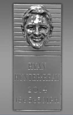 The image of 2014 Indianapolis 500 Winner Ryan Hunter-Reay was unveiled on the Borg-Warner Trophy(TM). Hunter-Reay is the 101st image on the iconic trophy, which features every Indianapolis 500 winner dating back to Ray Harroun in 1911.