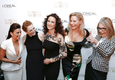 L'Oreal Paris ambassadors, Eva Longoria, Julianne Moore, Andie MacDowell, Aimee Mullins and Diane Keaton, attend the ninth annual L'Oreal Paris Women of Worth celebration at The Pierre on December 2, 2014 in New York City.