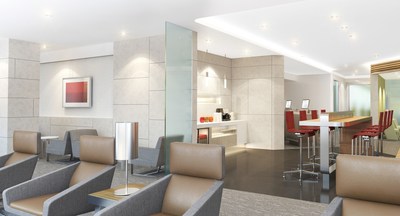 Rendering of future Admirals Club lounge depicts potential design elements and color palette. Courtesy James Park Associates.