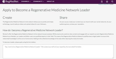 Regenerative Medicine Journal Announces Full Launch of New Online Network on Zapnito