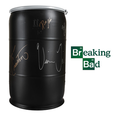 Life-Size Breaking Bad Barrels Signed By Vince Gilligan & Bryan Cranston For Sale On Official Breaking Bad Store On 12/22/2014