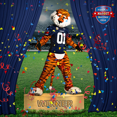 Auburn's Aubie the Tiger earned his champion stripes by clawing his way past UCLA's Joe Bruin in the 2014 Capital One Mascot Challenge finale. As the newly crowned Capital One National Mascot of the Year(R), Aubie will receive $20,000 toward Auburn's mascot program and legendary status as one of the rare mascots to finish the competition with a perfect 15-0 record.