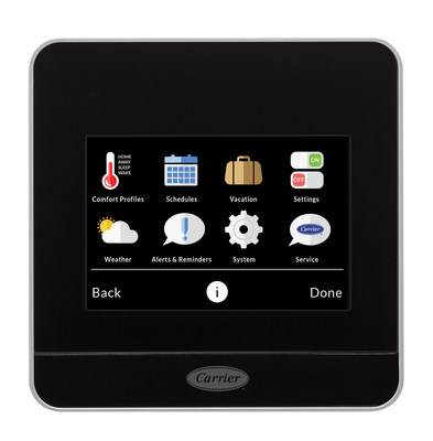 With a contemporary design and a 3.5-inch, full-color touch screen, the Cor thermostat responds automatically via its built-in proximity sensor and welcomes users with an intuitive interface. Behind its sleek exterior, the Cor thermostat's powerful microprocessor executes advanced algorithms for greater efficiency and ideal comfort.