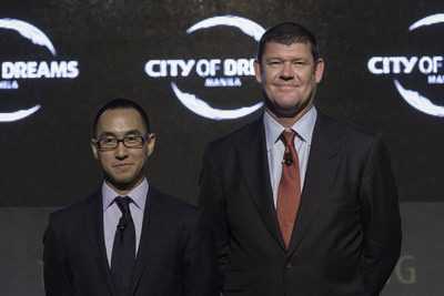 Mr. Lawrence Ho, Co-Chairman and CEO of Melco Crown Entertainment and Co-Chairman, Mr. James Packer officiate the press conference which marked the official grand launch of City of Dreams Manila, the new integrated gaming and entertainment resort in Manila.