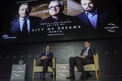 Mr. Lawrence Ho, Co-Chairman and CEO of Melco Crown Entertainment and Co-Chairman, Mr. James Packer, screened the special TV promotional film for City of Dreams Manila featuring Hollywood film Director, Mr. Martin Scorsese and Hollywood mega-stars, Mr. Robert De Niro and Mr. Leonardo DiCaprio.