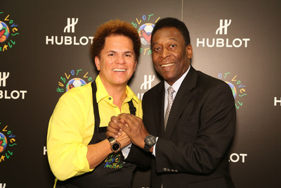Pop artist and Ambassador to 2016 Rio Olympic Games, Romero Britto, with legendary Brazilian soccer player, Pele.