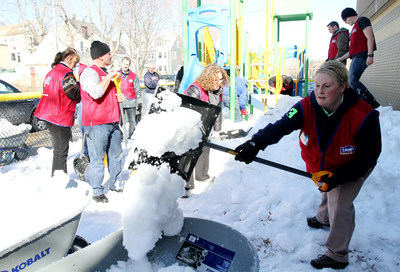 Lowe's Heroes employee volunteers deployed a shovel brigade to help Boston’s Leahy-Holloran Community Center dig its way out of winter. After the city marked a record seasonal snowfall toll of 108.6 inches, the employees are readying the facility and its playground for spring.