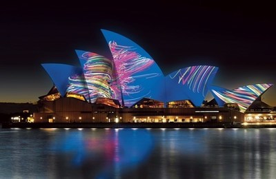 Sydney Opera House Lighting The Sails artist impression by Universal Everything, for Vivid Sydney 2015