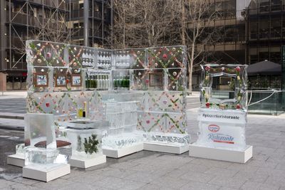 The 4 Tonne Ice Pizzeria Outside a London Train Station