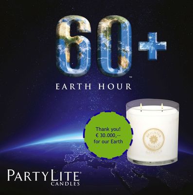 PartyLite lahjoittaa 10 000 kutsuilta lähes 30 000 euroa Earth Hour -liikkeelle