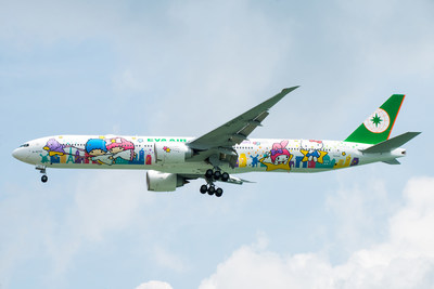 EVA Air launched nonstop Houston-Taipei flights with its brand-new Hello Kitty Shining Star Jet, a specially painted Boeing 777-300ER.