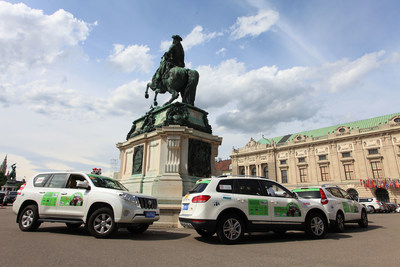 The motorcade passed through the Hofburg Palace in Vienna.