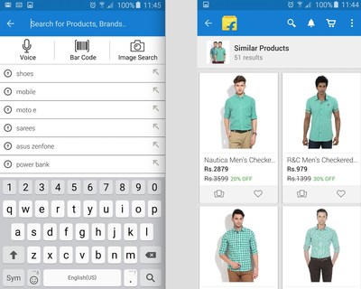 Flipkart screenshots of Similar Products and Image Search
